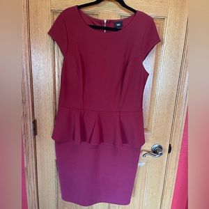 Deep Red Peplum Fitted Dress - size XL